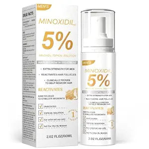 Minoxidil for Men Hair Growth, Extra Strength Hair Growth Serum Topical Solution Hair Regrowth Treatment for Men Clinically Proven to Reactivate Hair Follicles, 60 mL (2.02 Fl Oz) – 1 Month Supply
