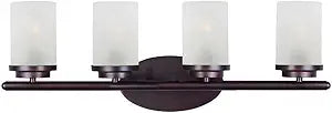 Maxim Lighting Corona 4-Light Bath Vanity Light | Oil Rubbed Bronze Finish | Frost Glass Shade | Contemporary Bathroom Vanity Light | 10214FTOI