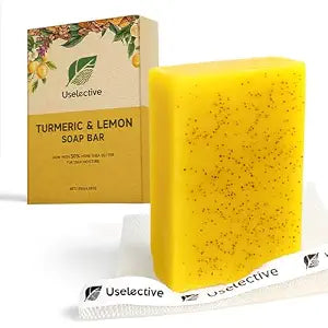 Lemon & Turmeric Glow Soap Bar for dark spots, Powered by Kojic Acid & Vitamin C - 3x Moisturizing with Shea Butter - SLS Free