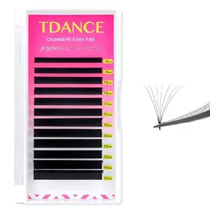TDANCE Cashmere Easy Fan Lash Extensions 0.07mm CC Curl Self Fanning Volume Lash Extension 8-15mm Matte Black Mega Volume Lash Extensions(0.07-CC,8-15mm)