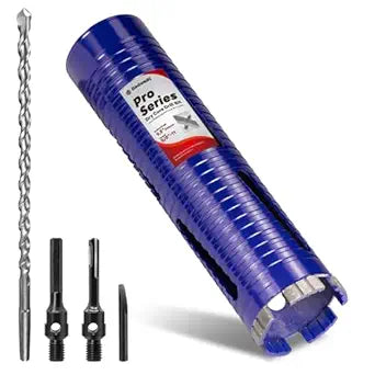 2-1/2" Core Drill Bit with Pilot Bit & Adapters(SDS Plus and 1/2" Hex), 5/8"-11 Thread, 9.5" Depth, Upgraded-Welded Segments Diamond Core Bits for Concrete, Masonry, Brick Block