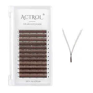 ACTROL Brown YY Lash Extensions 0.07mm C Curl 8-15mm Premade Eyelashes