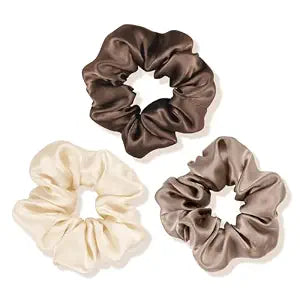 OLESILK 100% Mulberry Silk Scrunchies for Women, Hair Ties No Damage 3 Pack