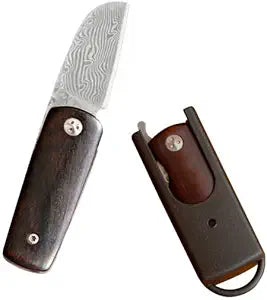 Kings County Tools Small Pocket Knife for Men and Women - 3.75 Mini EDC Knife with 1.5 Damascus Steel Blade and Rosewood Handle - Folding Everyday Carry Small Box Cutter or Package Opener Cutter