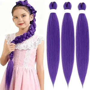 Purple Braiding Hair 30 Inch Pre Stretched Crochet Braiding Hair Extensions for Women 3 Packs, Purple Hair Extensions for DIY Cosplay Crtoon Character Ponytail Halloween Costumes (30 Inch-3 pcs)
