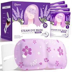 26 Packs Steam Eye Mask, Heated Eye Mask Warm Compress for Eyes, Fatigue & Puffiness Relief, Disposable Self Heating for Eyes Sleep Mask Spa Relaxation Gifts for Women (Lavender)