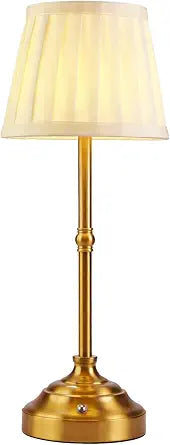 YIEONSHION Portables Cordless Table Lamp, Fabric Shade Desk Lamp, Rechargeable Battery Powered Lighting, Dimmable Light for Dining Room, Bedroom, Bedside, Bar, Night Light, Camping, Balcony