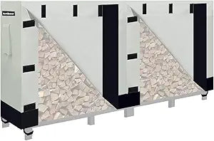 8ft Firewood Rack Cover for Wood Holder, Waterproof Wood Pile Cover for Outside, Indoor Outdoor Log Rack Cover for Firewood with Buckle, Khaki (Frame not Include)
