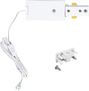 H Track Live End Cord Kit for H Track Lighting Rails, 13ft Plug Cord with ON/Off Switch for Track Lighting, Included H Track Live End Feed Connector and Dead End, White