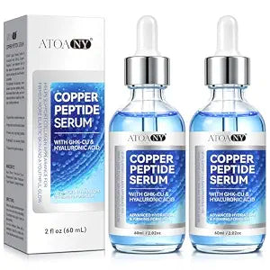 Copper Peptides Serum for Face with GHK-Cu Peptide & Hyaluronic Acid - Anti-Aging Facial Serum for Men & Women - Hydrates and Moisturizes, Firms Skin, Reduces Fine Lines - 2 Pack