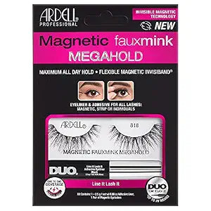 Ardell Magnetic Eyelashes Fauxmink Lashes & MegaHold Magnetic Liquid Eyeliner 818, 1 Pair