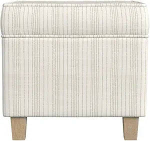 Homepop Home Decor Classic Square Storage Ottoman with Lift Off Lid | Ottoman with Storage for Living Room & Bedroom, Marigold Pinstripe Cream Fabric