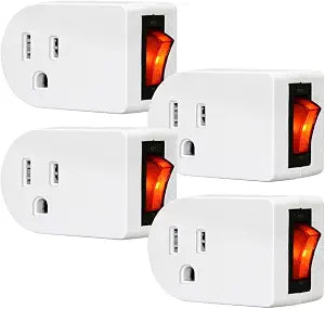 ANKO 4 Pack Grounded Outlet Adapter, Wall Tap with On/Off Switch & LED