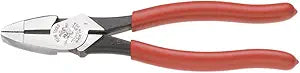 Klein Tools HD213-9NE Lineman's Pliers, Made in USA, Heavy Duty Pliers with High Leverage Design, Heavy Duty Comfortable Handles and Knurled Jaws, 9-Inch