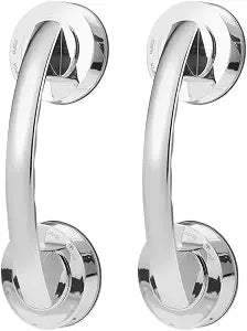 STAHAD 2pcs Strong Adhesive Stainless Steel Suction Cup Handles for Shower Safety Heavy-Duty Removable Grab Bars with Thickened Suckers, Portable Handrails for Seniors and Bathroom Use