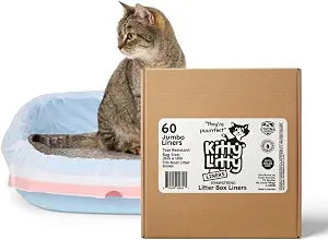 Cat Litter Box Liners 60 Count Drawstring Kitty Litty Waste Liner Clean Up | kitten pet rabbit home liner bags tray liners leak proof heavy duty