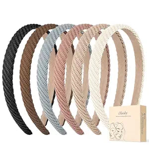 obeoby 6 Pack Trendy Headbands for Women,0.6 inch Thin Knitted Hairbands