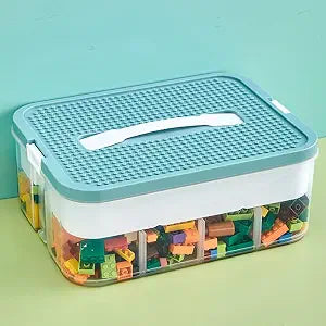 Toys Organizer Storage Case for Lego Box Kids Toy Stackable Building Blocks with Lids Bins Adjustable Lego Storage Containers Plastic Toy Box Green 1 Layer
