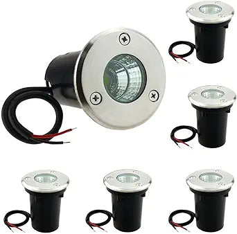 6 Pack 3W Cool White LED Well In Ground Landscape Lights IP67 Waterproof for Outdoor Lighting, Garden, Yard, Patio, Driveway, Deck, Step, Pathway, Low Voltage 12V 24V DC AC