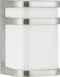 Progress Lighting Valera LED Collection 1-Light Matte White Acrylic Shade Modern Outdoor Small Wall Lantern Light Brushed Nickel