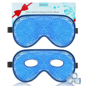 BeeVines Cooling Eye Mask, XL Jumbo Size Freezer Gel Eye Masks (2 Pack)