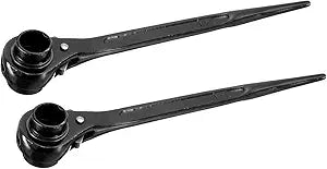 uxcell 24 x 27mm Hexagon Scaffold Podger Ratchet Spanner Ratcheting Socket Wrench Tool (Black) 2pcs