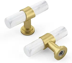 Haliwu 15 Pack Singel Hole Center Black Cabinet Pulls Black&Gold Cabinet Handles, Barrel Gold Dresser Drawer Pulls for Kitchen Hardware