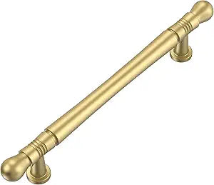 Alzassbg 10 Pack Brushed Gold Cabinet Pulls,5 Inch(128mm) Hole Center Kitchen Cabinet Handles for Cabinets and Drawers AL3089MGP
