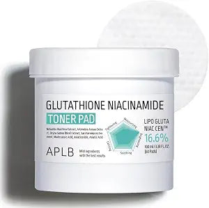 APLB Glutathione Niacinamide Toner Pad | LIPO GLUTA NIAC CEN��� 16.6% 3.38 FL.OZ/Korean Skincare, Dual Surface Toner Pads, Long Lasting moisturizing, Makeup Remover, Por