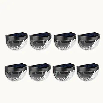 Outdoor Solar Step Lights for Stairs, Solar Fence Lights Waterproof LED Lighting, Yard Patio Pathway Pool Courtyard (Cool White Black, 8 Pack)