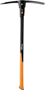 Fiskars Pro IsoCore Dual-Ended Pickaxe and Hoe 36-Inch Shock-Absorbing Handle Durable Forged Steel for Digging and Cultivating - Orange/Black