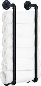 HouseAid Industrial Pipe Towel Rack, Farmhouse Bathroom Towel Storage Holder, Vintage Style Towel Organization, Wall Mounted, Matte Black