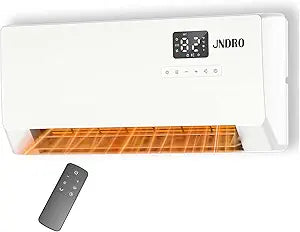 24-Inch Wall Mounted Electric Heater - 1500W Indoor Space Heater with LED Display, 3 Heat Settings, Oscillating Fan, Electric Heater for Bedroom Office Bathroom