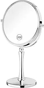 GURUN 8-inch Tabletop Makeup Mirror, 1X/20X Magnifying Vanity Mirror, 360 Rotation Dual-Sided Makeup Mirror, Ideal for Women Mom Chrome Finish M2310(8in,20X)