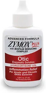 Zymox Advanced Formula Otic Plus Enzymatic Ear Solution for Dogs and Cats with 1% Hydrocortisone, 1.25oz