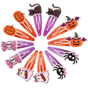 PinkSheep Halloween Hair Clips Barrettes for Girls, 6 Pairs/12 Pack