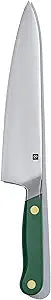 hedley & bennett Professional Chef Knife - Sharp 8 inch Japanese Kitchen Blade - Three-Layer Steel for Cutting Meat and Vegetables - Ergonomic Handle - Cooking Gift - Shiso (Green)