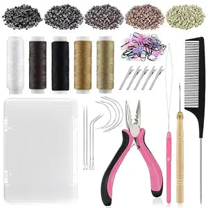Hair Extension Tool Kit 500 Silicone Lined Micro Rings with Case