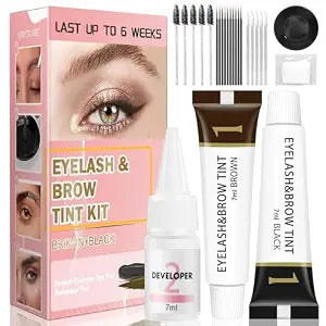 Eyelash & Eyebrow Color Kit,2 in 1 Professional Lash & Brow Color Kit Lash Color Kit with Brush Long Last Effect Up to 6 weeks,Natural,Safe & Easy