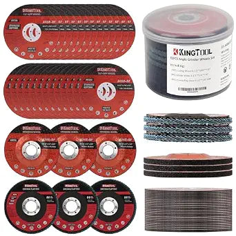 KingTool 31pcs Grinding & Cutting Wheels 4 1/2 inch Grinder Disc Set - 25pcs Cutting Wheel, 3pcs 4 1/2 Grinding Wheels, 3pcs Flap Discs with 7/8" Arbor for Angle Grinder Steel and Stainless
