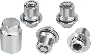 HZEL Car M12 x 1.5 Wheel Lock Lug Nut Set, Anti-Theft Chrome 4PCS Cone Seat Tire Locking Nut Kit with 1 Key, OEM#00276-00900 Automotive Replacement, Compatible with Celica ES330 ES350