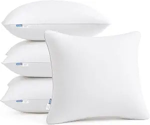Leeden 18 x 18 Pillow Inserts (Set of 4) - Throw Pillow Inserts with 100% Cotton Cover - 18 Inch Square Interior Sofa Pillow Inserts - Decorative Pillow Insert Pair - White Couch Pillow