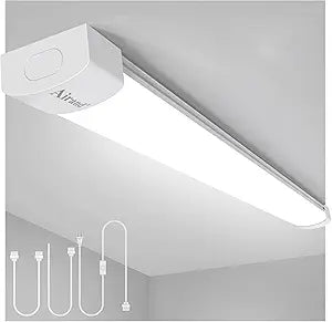 Airand LED Shop Light Fixture 4FT Plug in Ceiling Lights Linkable LED Tube Light 5000K Plug in Light Fixture for Bathroom Garage Overhead with ON/Off Switch