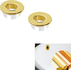 2 Pcs Sink Overflow Ring,Sink Basin Trim Overflow Cover Copper Insert in Hole, Kitchen Sink Overflow Cover Round Caps for Kitchen Bathroom(Gold)