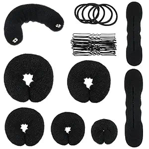 Yinder 34 Pcs Donut Hair Bun Maker Updo Set for Hairstyle Diy, Black