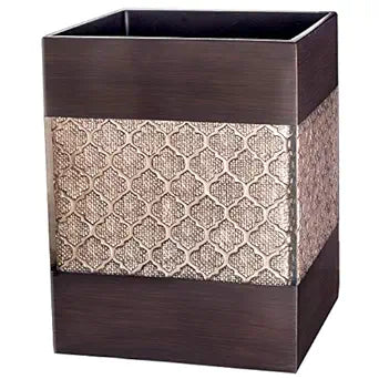 Creative Scents Dahlia Brown Bathroom Trash Can 1.98 Gal / 7.5L - Small Waste Basket for Bathroom - Durable Space Friendly Waste Bin - Decorative Wastebasket for Modern Room or Bedroom Decor