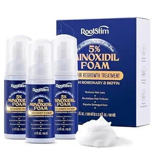 RootStim 5% Minoxidil Foam for men and women, Extra Strength Hair Regrowth Treatment for Thinning Hair and Hair Loss, Hair Follicle Health – Thicker, Fuller Hair Growth Solution 6 FL.OZ