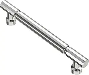 Alzassbg Polished Chrome Cabinet Pulls, 5 Inch Hole Centers, Zinc Alloy, Contemporary Style Kitchen Drawer Handles, 10 Pack, AL3096CP