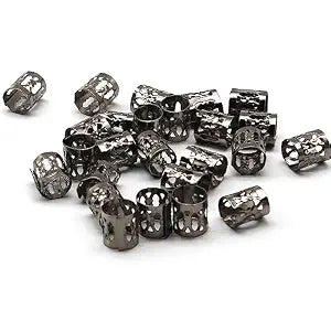 SEVENHEAD 50 Pcs Dreadlock Beads Hair Accessories Hair Rings Adjustable Cuffs Braiding Hair Decoration Clips Metal Hair Decoration for Braids(Black)