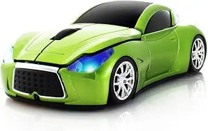 Wireless Sports Car Mouse, Wireless Desktop Laptop Computer Mouse 2.4GHz Optical Mice for YFND (Green)
